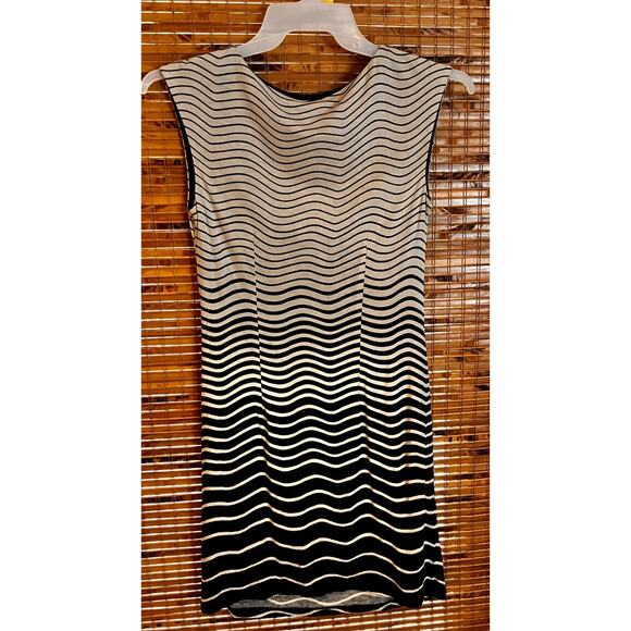 Ann Taylor LOFT Petite Small Dress Sleeveless KNEE Black Lined Knit Stretchy SP - Picture 2 of 8